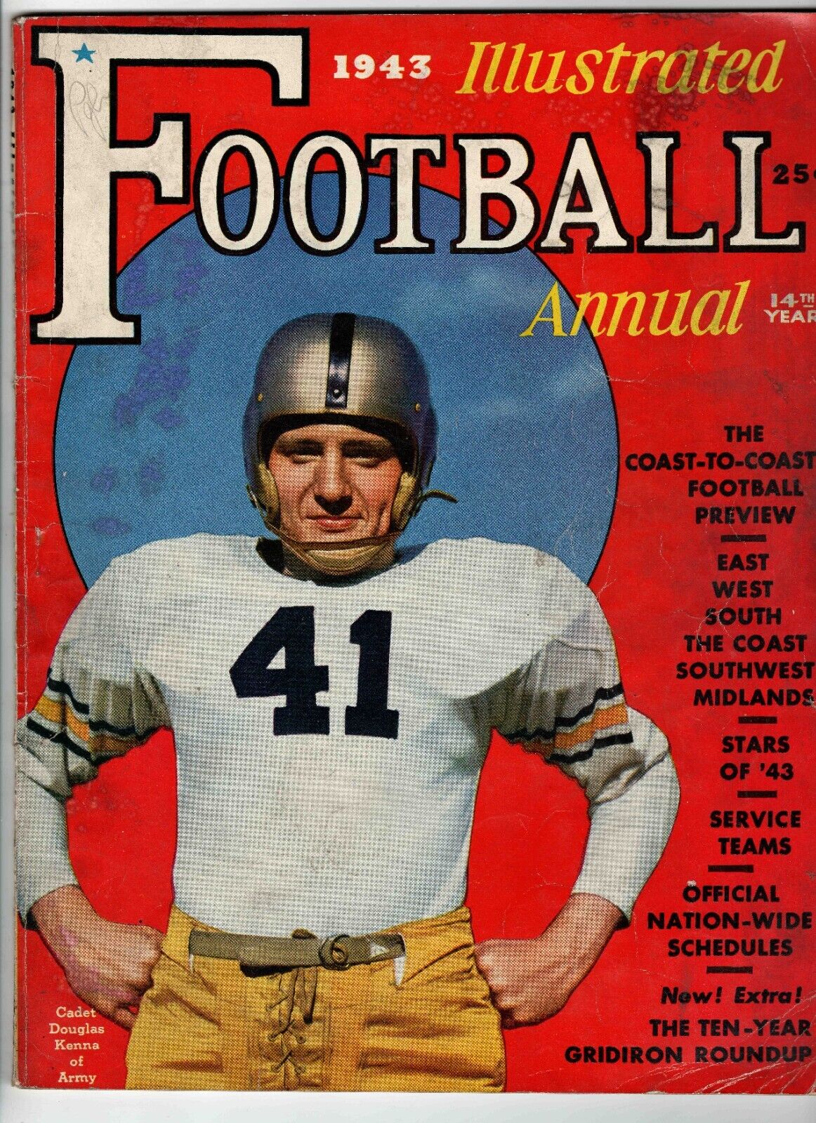 VINTAGE 1943 Illustrated Football Annual Magazine Douglas Kenna Navy