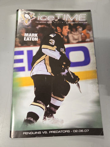 Feb 6 2007 Predators @ Penguins Program Mark Eaton Sidney Crosby 2 Assists