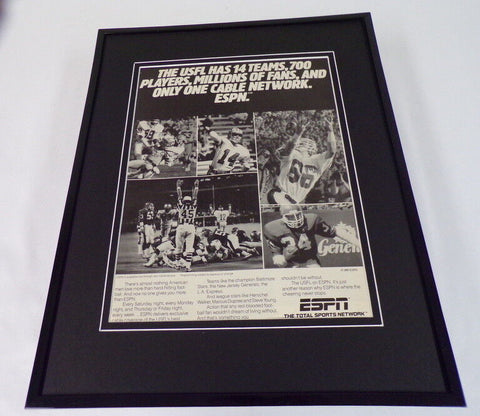 1985 USFL on ESPN 11x14 Framed ORIGINAL Vintage Advertisement 