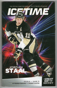 Mar 5 2012 Phoenix Coyotes Pittsburgh Penguins Program Jordan Staal Cover