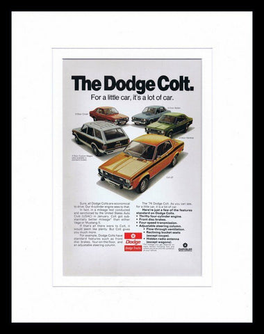 ORIGINAL Vintage 1974 Dodge Colt 11x14 Framed Advertisement