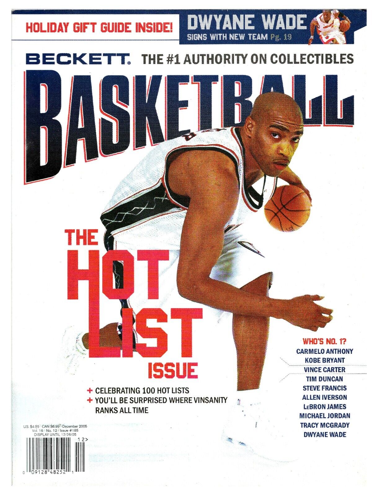 Dec 2005 Beckett Basketball Magazine #185 Vince Carter