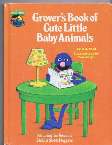 ORIGINAL Vintage 1980 Sesame Street Grover's Book Cute Baby Animals Hardcover  