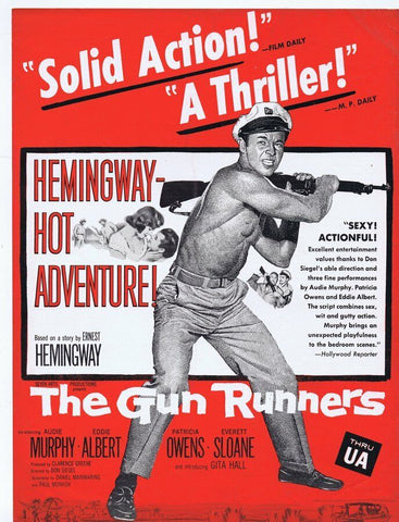 Hemingway's The Gun Runners 1958 ORIGINAL Vintage 9x12 Industry Ad Audie Murphy