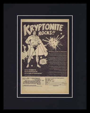 1978 Superman Kryptonite Rocks 11x14 Framed ORIGINAL Vintage Advertisement