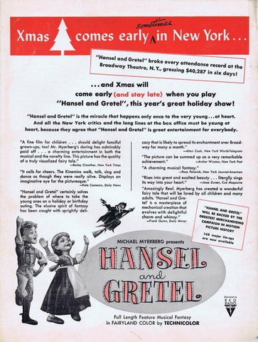 Hansel and Gretel 1954 ORIGINAL Vintage 9x12 Industry Ad 