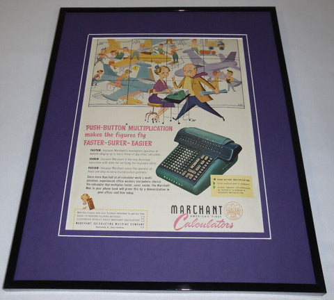 1951 Marchant Calculators Framed 11x14 ORIGINAL Vintage Advertisement