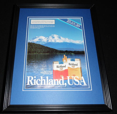 1987 Richland USA Cigarettes Framed 11x14 ORIGINAL Vintage Advertisement