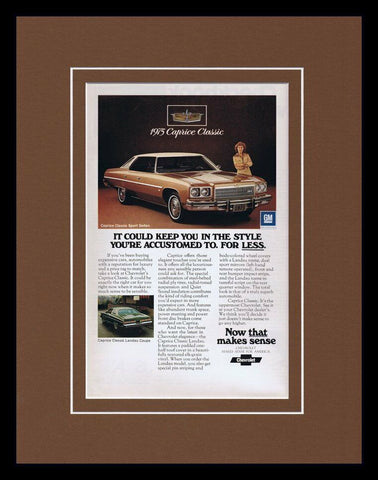 1975 Chevy Caprice Classic Framed 11x14 ORIGINAL Vintage Advertisement 