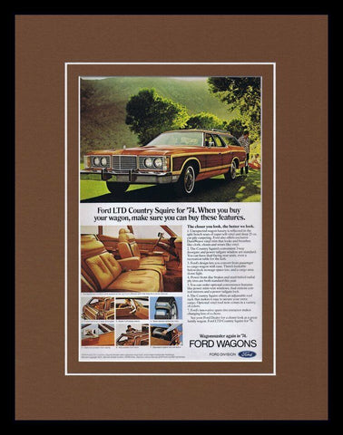 1974 Ford LTD County Squire Framed 11x14 ORIGINAL Vintage Advertisement 