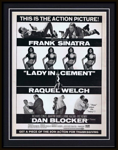 ORIGINAL 1968 Lady in Cement Raquel Welch F Sinatra 11x14 Framed Advertisement  