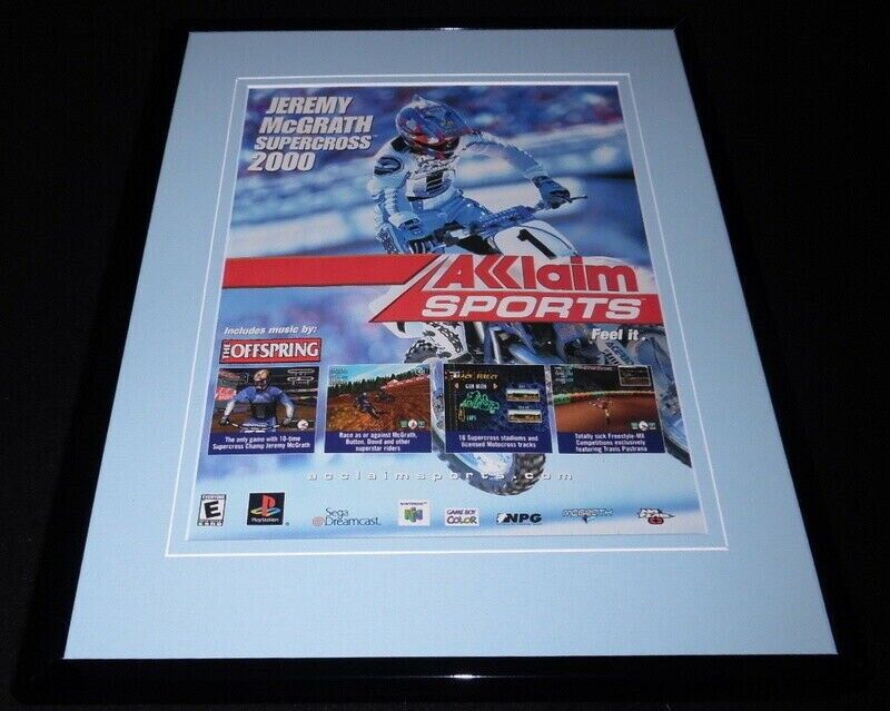 Jeremy McGrath Supercross 2000 PS1 N64 Framed 11x14 ORIGINAL Advertisement 