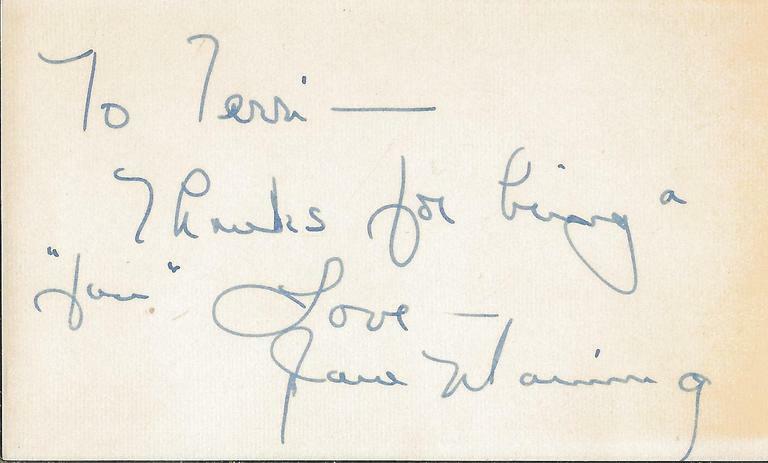 Jane Manning Signed Vintage 3x5 Index Card JSA 