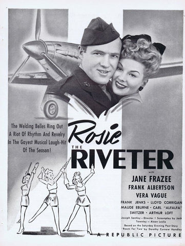 Rose the Riveter 1944 WWII Era ORIGINAL Vintage 9x12 Industry Ad Jane Frazee