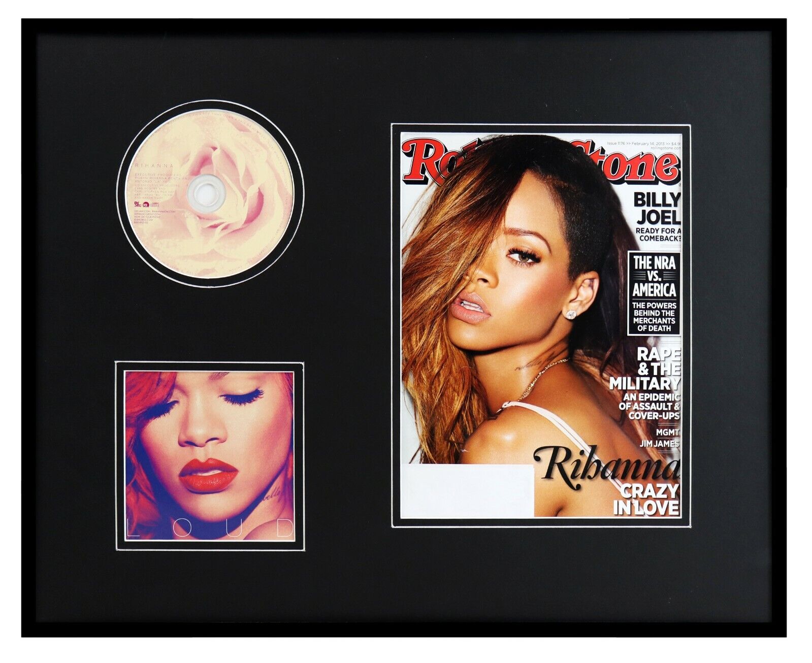 Rihanna 16x20 Framed Loud CD & 2013 Rolling Stone Cover Display