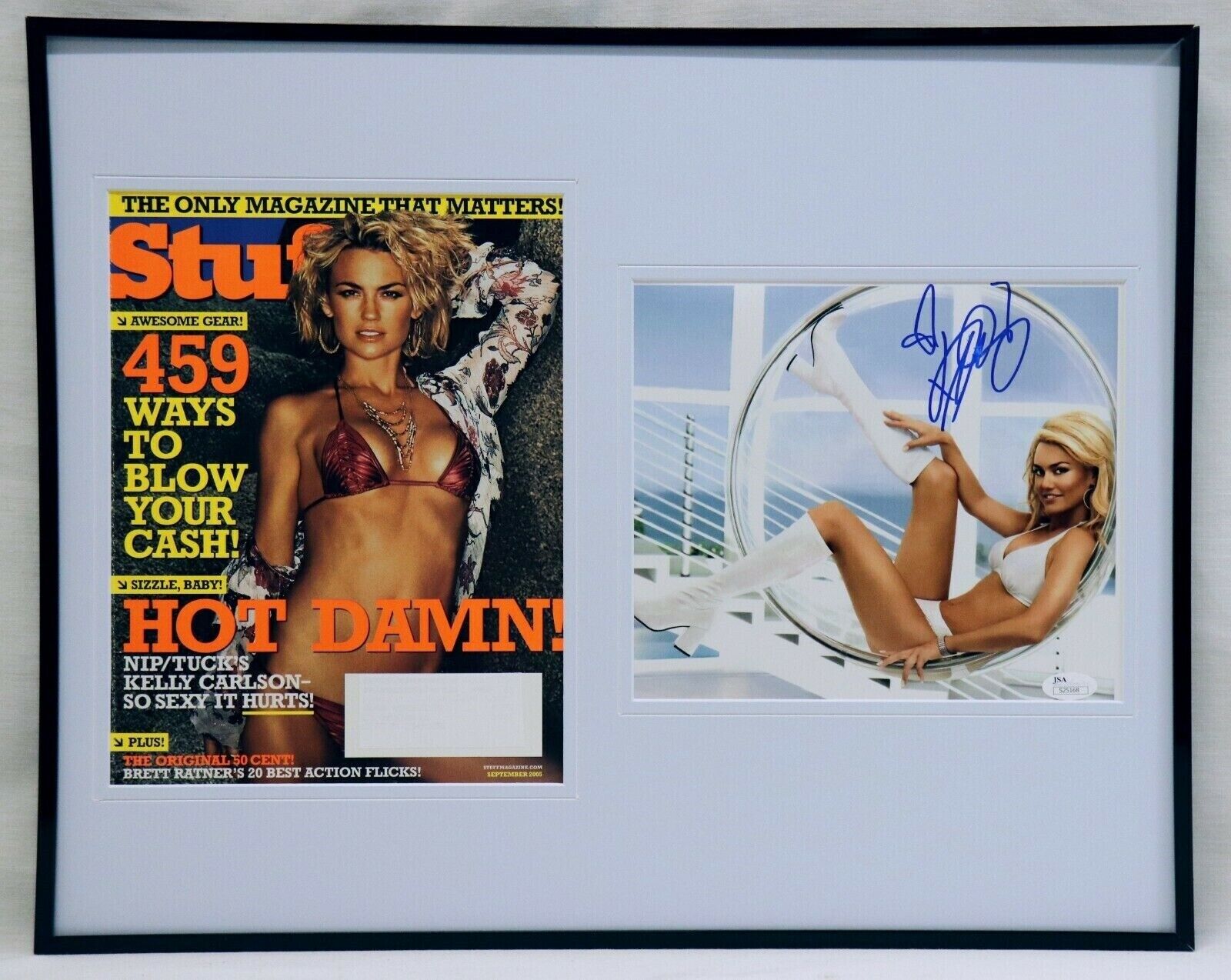 Kelly Carlson Signed Framed 16x20 Photo + Stuff Magazine Set JSA Nip Tuck