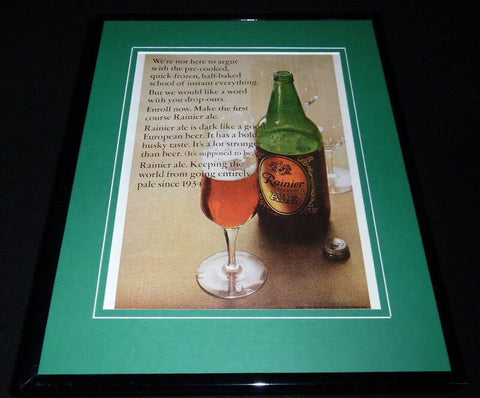 Vintage Rainier Ale Framed 11x14 ORIGINAL Advertisement