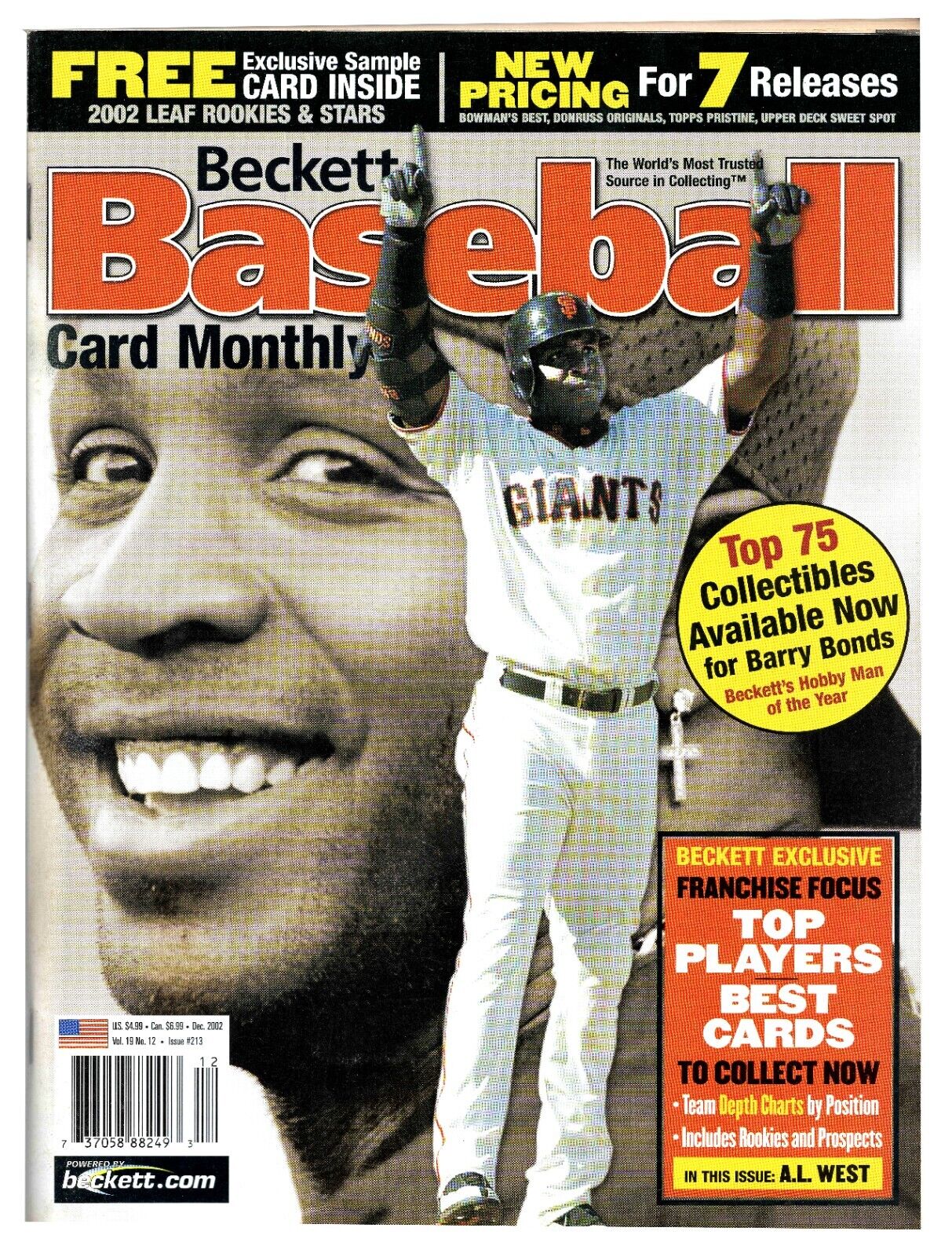 Dec 202 Beckett Baseball Magazine #213 Barry Bonds Giants