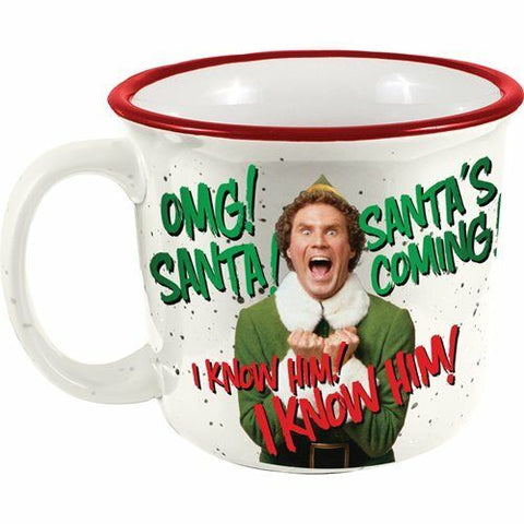 NEW SEALED Buddy Elf Santa's Coming 14 oz. Ceramic Camper Mug Will Ferrell