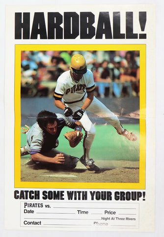 VINTAGE 1980s Pittsburgh Pirates Three Rivers Stadium 12x18 Folded Promo Poster