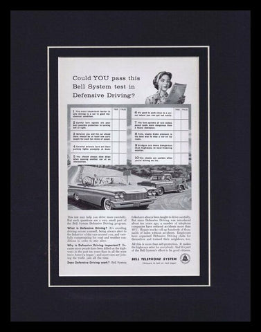 1960 Bell Telephone System Driving Framed 11x14 ORIGINAL Vintage Advertisement