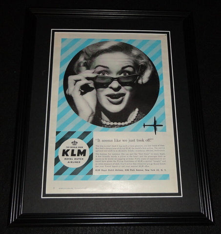 1959 KLM Airlines 11x14 Framed ORIGINAL Vintage Advertisement B