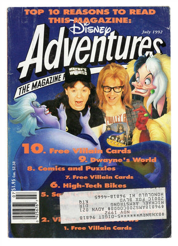 ORIGINAL Vintage July 1992 Disney Adventures Magazine Wayne's World Mike Myers