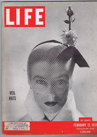 ORIGINAL Vintage February 12 1951 Life Magazine Veil Hats