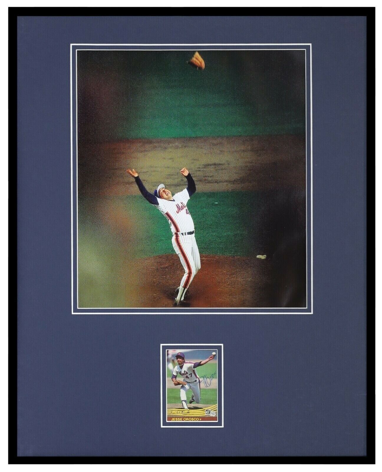 Jesse Orosco Signed Framed 16x20 Photo Display 1986 Mets World Series B