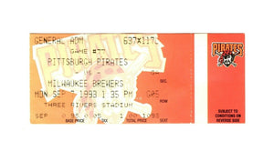 Sep 7 1998 Milwaukee Brewers @ Pittsburgh Pirates Ticket Three Rivers Stadium