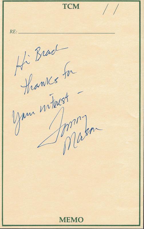 Tommy Mason Signed Handwritten Note Vikings