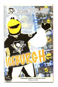 VINTAGE Feb 24 2008 Pittsburgh Penguins vs San Jose Program Iceburgh / Shootout