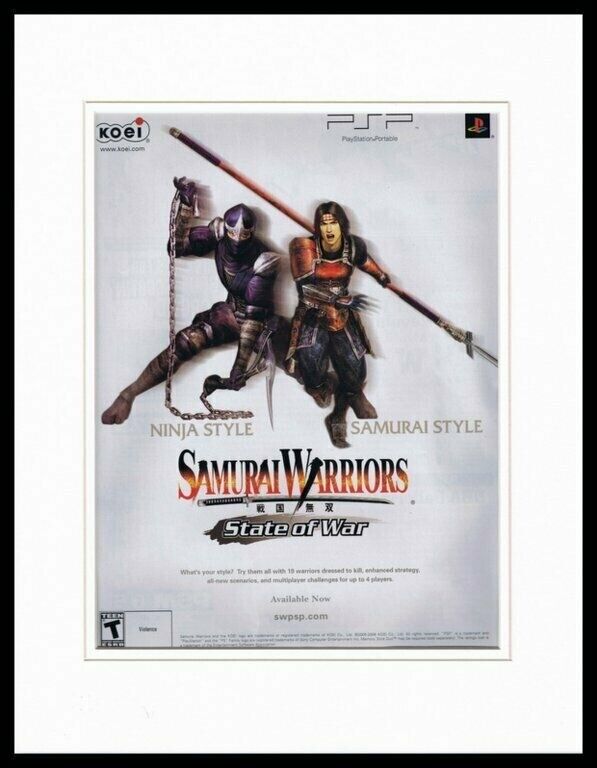 Samurai Warriors State of War 2005 PSP Framed 11x14 ORIGINAL Advertisement