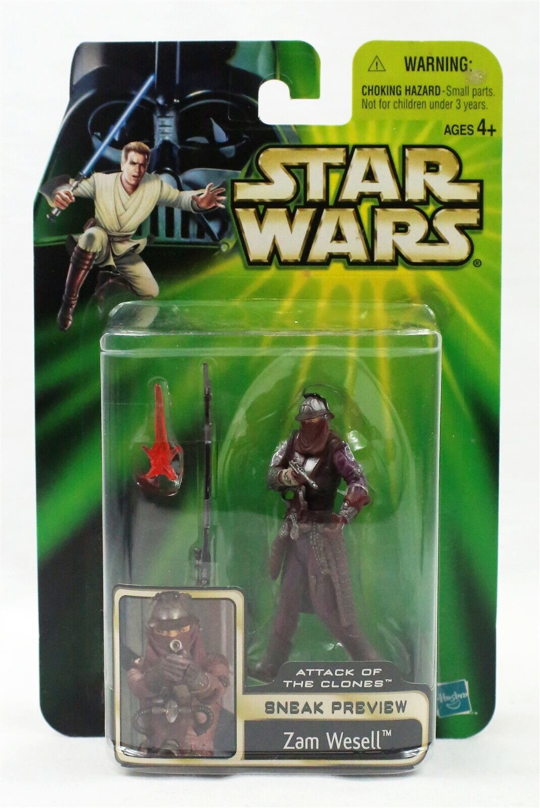 VINTAGE SEALED 2001 Star Wars Attack of the Clones Zam Wesell Action Figure