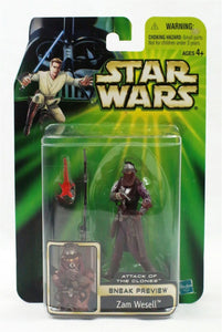 VINTAGE SEALED 2001 Star Wars Attack of the Clones Zam Wesell Action Figure