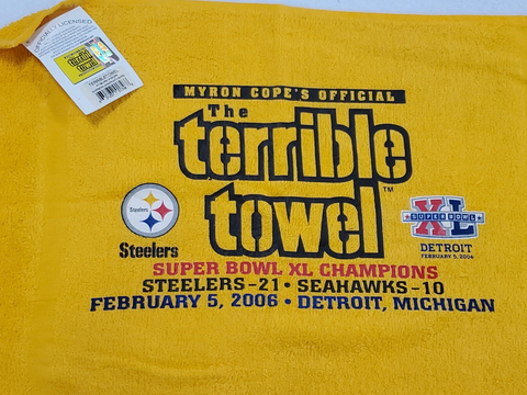 VINTAGE 2006 Pittsburgh Steelers Super Bowl XL Champs Terrible Towel w/tags