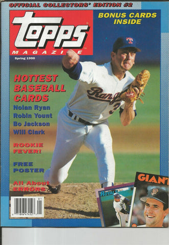 ORIGINAL Vintage 1990 Topps Magazine #2 w/ card sheet Nolan Ryan