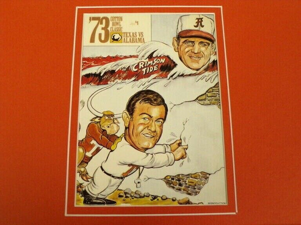 Darrell Royal Framed 16x20 Photo & Repro 1973 Texas vs Alabama Program Display