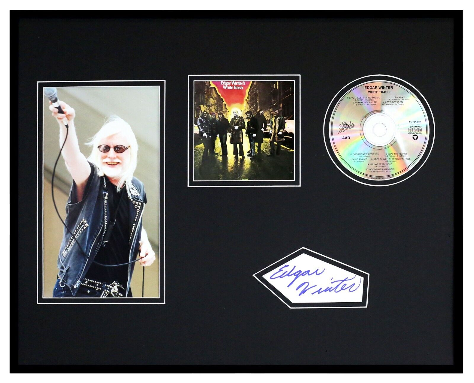 Edgar Winter Signed Framed 16x20 CD & Photo Display 