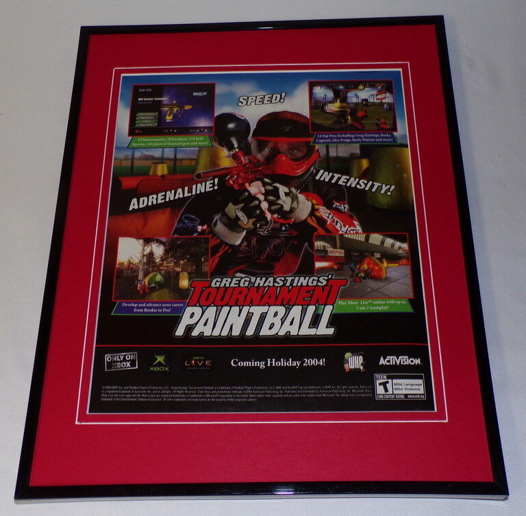 Greg Hastings Tournament Paintball 2005 XBox Framed 11x14 ORIGINAL Advertisement