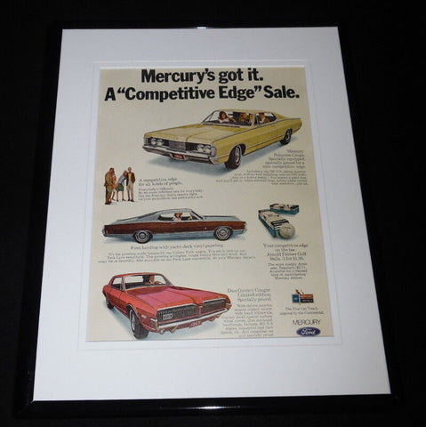 1968 Mercury Coupe Dan Gurney Cougar Framed 11x14 ORIGINAL Advertisement 