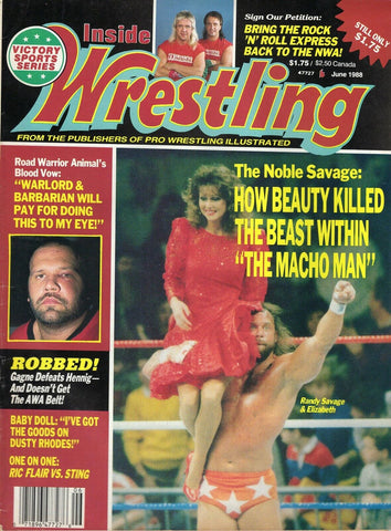 VINTAGE June 1988 Inside Wrestling Magazine Macho Man Randy Savage & Elizabeth