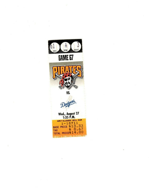 Aug 27 1997 LA Dodgers @ Pittsburgh Pirates Ticket Mike Piazza 2 HR 6 RBI