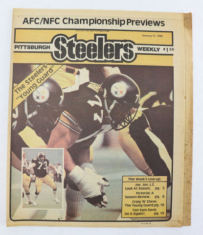 ORIGINAL Vintage Jan 9 1982 Pittsburgh Steelers Weekly Steve Courson