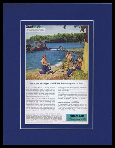 1957 Sinclair Oil / Isle Royale Park Framed 11x14 ORIGINAL Vintage Advertisement