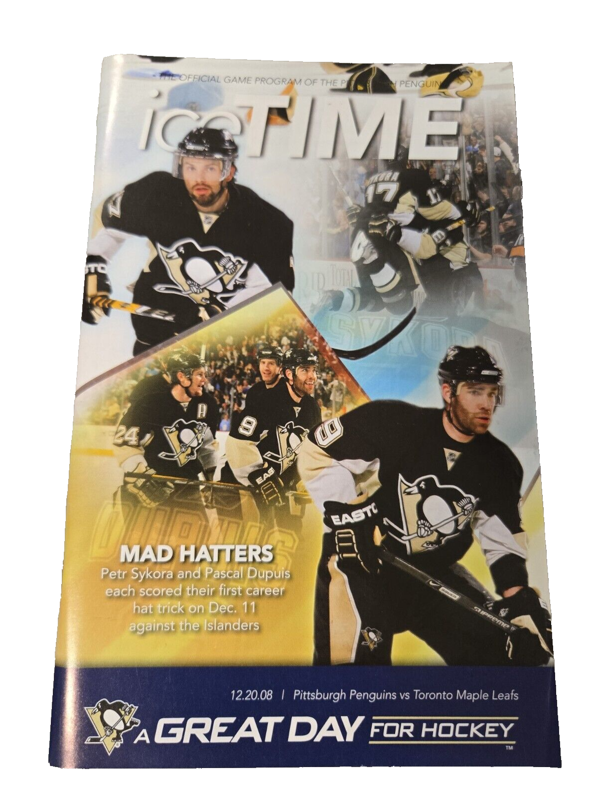 Dec 20 2008 Maple Leafs @ Penguins Program Pascal Dupuis Evgeni Malkin Goal