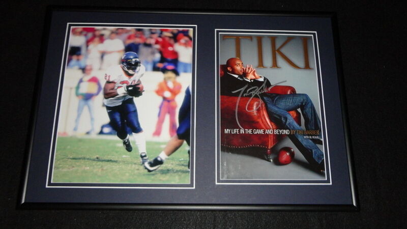 Tiki Barber Signed Framed 12x18 Photo Display JSA Virginia UVA Giants