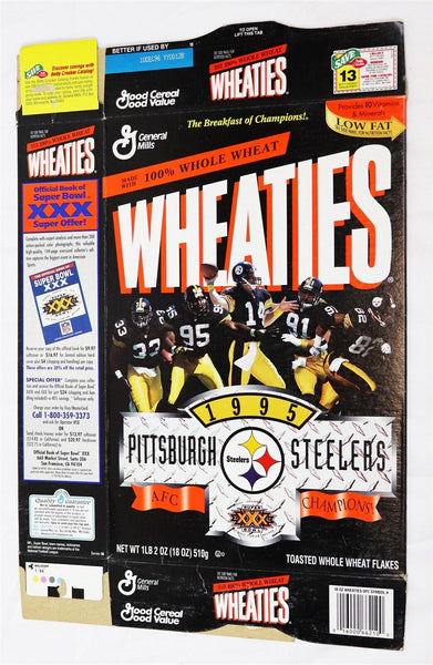 VINTAGE 1996 Wheaties Cereal Box Pittsburgh Steelers AFC Champions