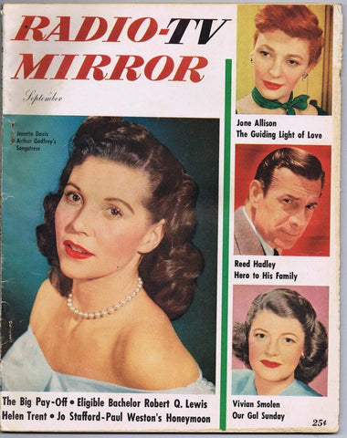 ORIGINAL Vintage September 1952 Radio TV Mirror Magazine Janette Davis