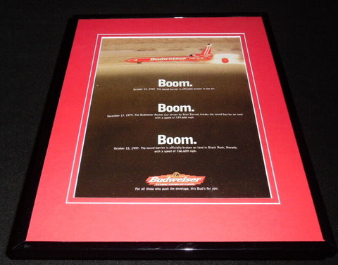 1997 Budweiser Beer Boom Boom Boom Framed 11x14 ORIGINAL Advertisement